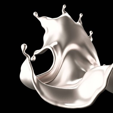 Şatafatlı bir gümüş sıçraması. 3d görüntüleme, 3d illüstrasyon.