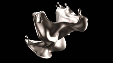 Şatafatlı bir gümüş sıçraması. 3d görüntüleme, 3d illüstrasyon.
