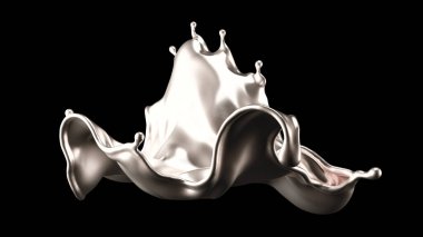 Şatafatlı bir gümüş sıçraması. 3d görüntüleme, 3d illüstrasyon.