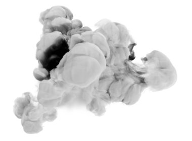 Beyaz arka planda açık gri duman. 3d görüntüleme, 3d illüstrasyon.