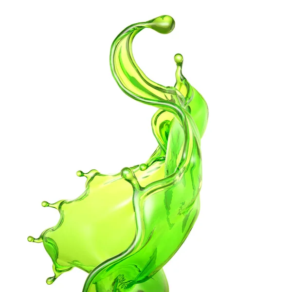 Beautiful Green Liquid Splash Rendering Illustration — Stock Photo, Image