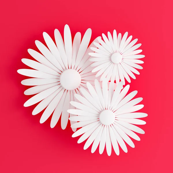 Pembe Arka Planda Kağıt Beyaz Çiçek Görüntüleme Illüstrasyon — Stok fotoğraf