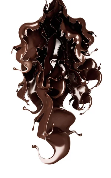 Splash Dark Chocolate Rendering Illustration — ストック写真