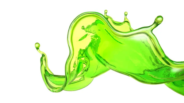 Beautiful Green Liquid Splash Rendering Illustration — Stock Photo, Image