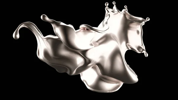 Luxurious Splash Silver Rendering Illustration — ストック写真