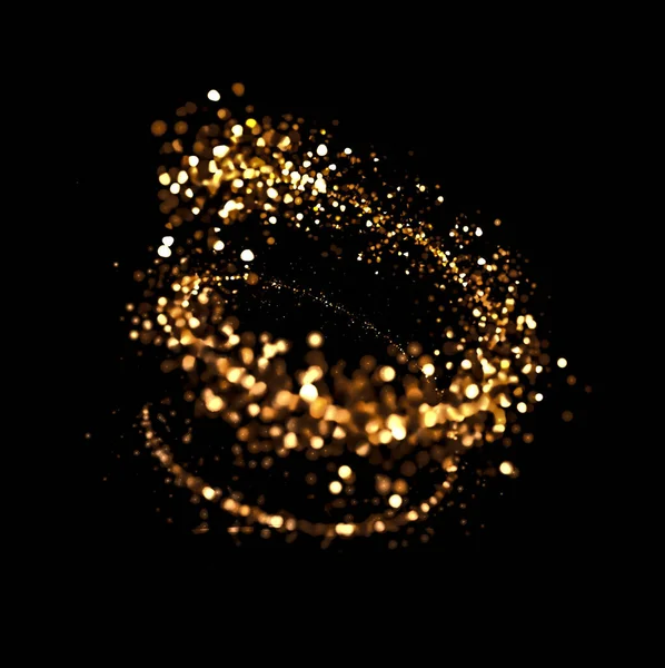 Particles Gold Spiral Rendering Illustration — 스톡 사진