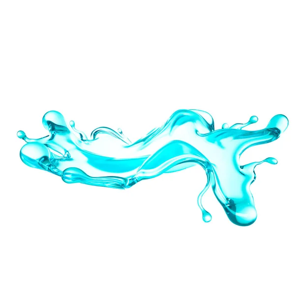 Niebieski Plusk Wody Renderowanie Ilustracja — Zdjęcie stockowe