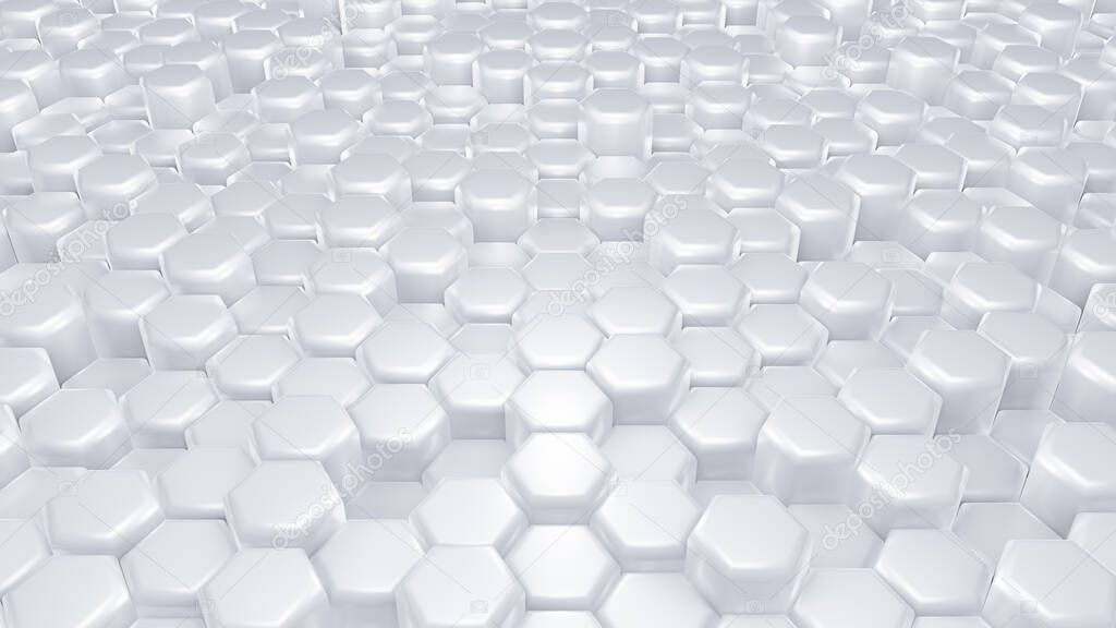 White hexagon background. 3d rendering, 3d illustration.