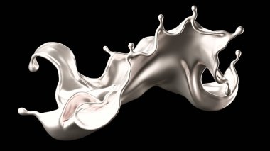 Şatafatlı bir gümüş sıçraması. 3d görüntüleme, 3d illüstrasyon.