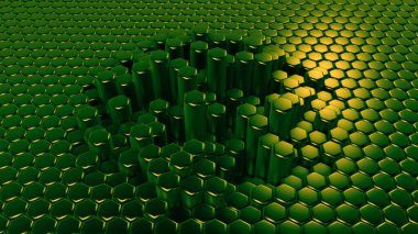 Yeşil altıgen arka plan. 3d görüntüleme, 3d illüstrasyon.