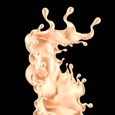 Altın sıçradı. 3d görüntüleme, 3d illüstrasyon.