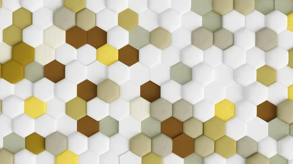 Fond Abstrait Jaune Beige Avec Hexagones Rendu Illustration — Photo