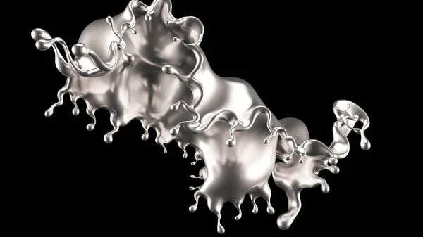 Splash Silver Rendering Illustration — Stock Photo, Image