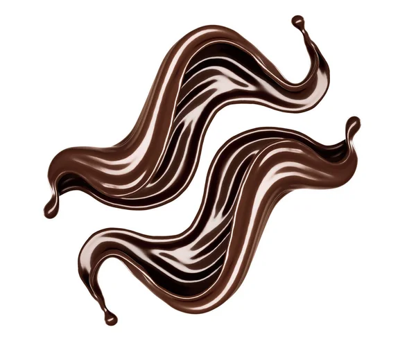 Splash Dark Chocolate Rendering Illustration — 스톡 사진