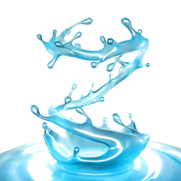 Gyönyörű Kék Víz Fröccsenés Renderelés Illusztráció — Stock Fotó