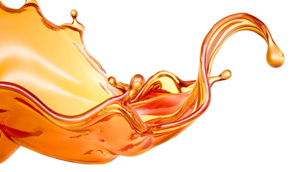 Splash of orange juice. 3d rendering, 3d illustration.