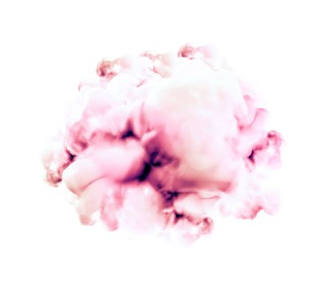 Beyaz arka planda pembe duman. 3d görüntüleme, 3d illüstrasyon.