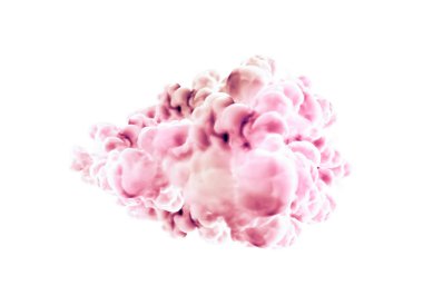Beyaz arka planda pembe duman. 3d görüntüleme, 3d illüstrasyon.