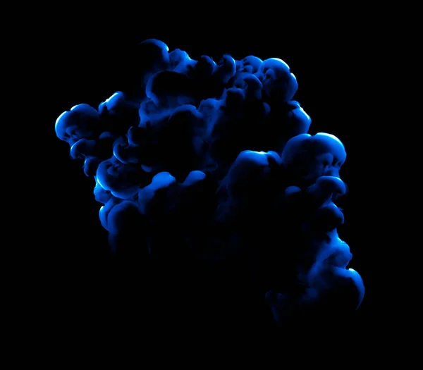 Fumo Blu Sfondo Nero Rendering Illustrazione — Foto Stock