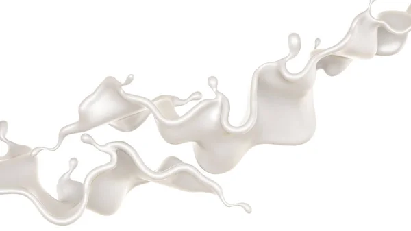 ミルクのスプラッシュ 3Dレンダリング 3Dイラスト — ストック写真