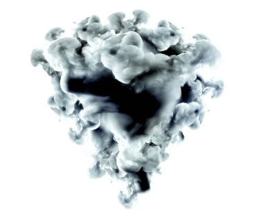 Beyaz arka planda gri duman. 3d görüntüleme, 3d illüstrasyon.