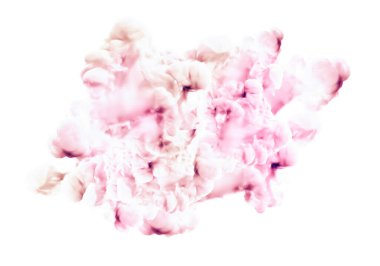 Beyaz arka planda pembe duman. 3d görüntüleme, 3d illüstrasyon.