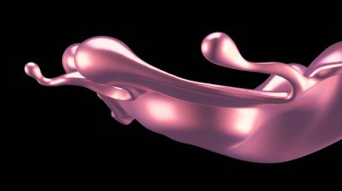 Şatafatlı altın bir sıvı sıçraması. 3d görüntüleme, 3d illüstrasyon.