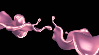 Şatafatlı altın bir sıvı sıçraması. 3d görüntüleme, 3d illüstrasyon.