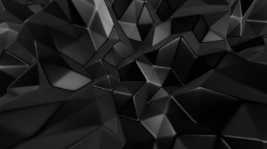 Üçgenli siyah kristal arka plan. 3d görüntüleme, 3d illüstrasyon.