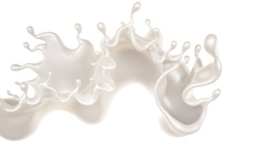 Kalın beyaz bir sıvı damlası. 3d görüntüleme, 3d illüstrasyon.