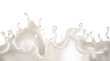 Kalın beyaz bir sıvı damlası. 3d görüntüleme, 3d illüstrasyon.