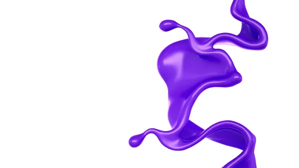 一个紫色液体的飞溅 3D渲染 3D说明 — 图库照片