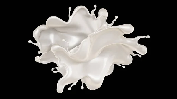 Een Scheutje Melk Een Zwarte Achtergrond Weergave Illustratie — Stockfoto