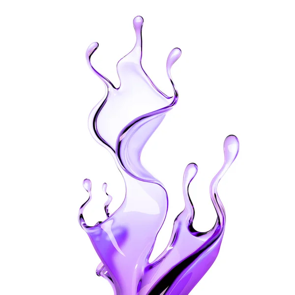 Ein Spritzer Violette Transparente Flüssigkeit Darstellung Illustration — Stockfoto