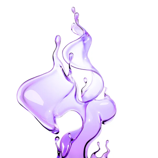 Ein Spritzer Violette Transparente Flüssigkeit Darstellung Illustration — Stockfoto