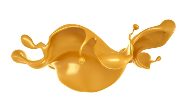 Salpicadura Caramelo Amarillo Dorado Representación Ilustración — Foto de Stock