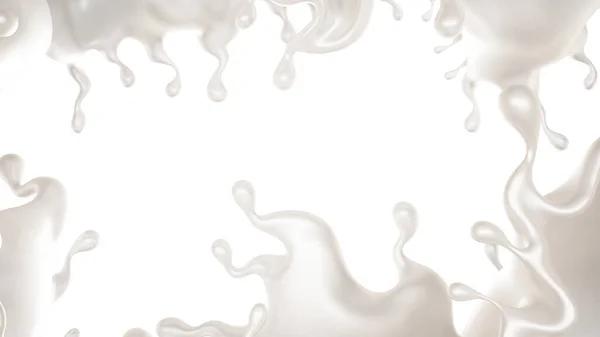 Salpico Líquido Branco Espesso Renderização Ilustração — Fotografia de Stock