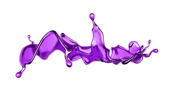 Splash Transparent Liquid Purple Color White Background Rendering Illustration — Stock Photo, Image