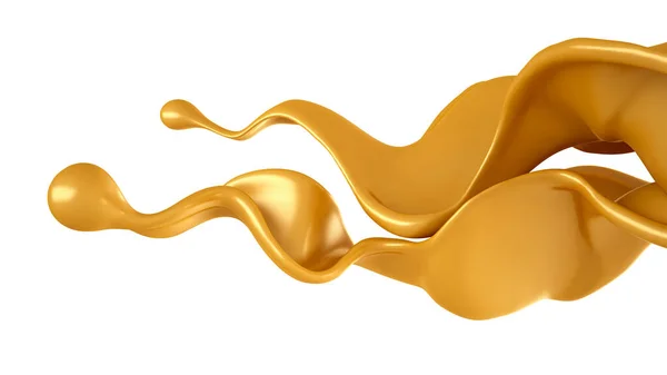 Golden Yellow Splash Caramel Rendering Illustration — Stock Photo, Image