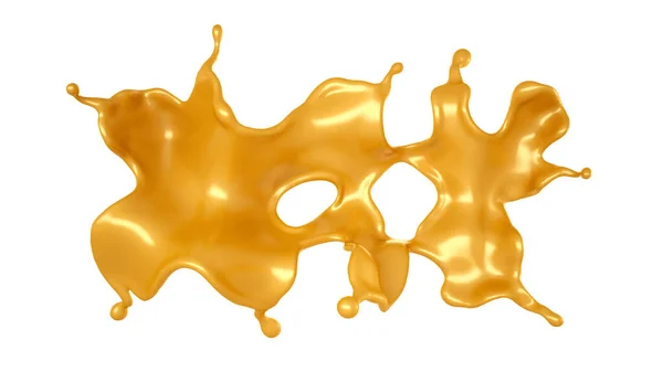 Złoty Żółty Plusk Karmelu Renderowanie Ilustracja — Zdjęcie stockowe