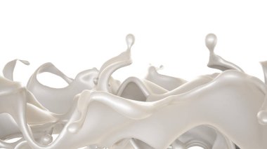 Bir tutam süt. 3d görüntüleme, 3d illüstrasyon.