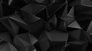 Üçgenli siyah kristal arka plan. 3d görüntüleme, 3d illüstrasyon.