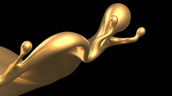 Роскошный Золотой Всплеск Жидкости Рендеринг Иллюстрация — стоковое фото