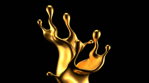 Lusso Spruzzata Oro Liquido Rendering Illustrazione — Foto Stock