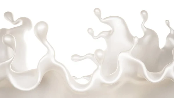 Une Éclaboussure Liquide Blanc Épais Rendu Illustration — Photo
