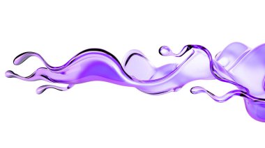 Biraz mor şeffaf sıvı. 3d görüntüleme, 3d illüstrasyon.