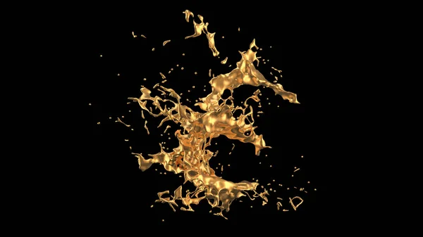 Splash Gold Rendering Illustration — Stock Photo, Image