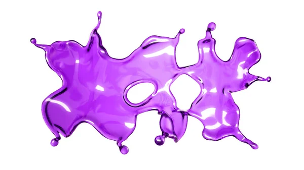 Chorrito Líquido Transparente Color Púrpura Sobre Fondo Blanco Representación Ilustración — Foto de Stock