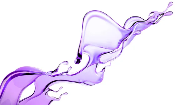 Сплеск Фіолетової Прозорої Рідини Візуалізація Ілюстрація — стокове фото
