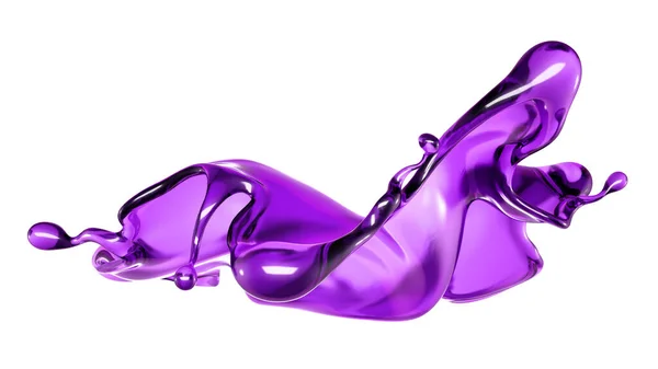 Una Spruzzata Liquido Trasparente Colore Viola Fondo Bianco Rendering Illustrazione — Foto Stock
